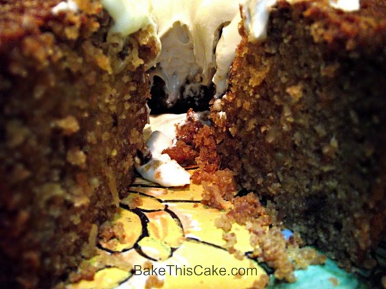 Remembrance Cake cutaway view with Sour Cream Vanilla Frosting Bake This Cake
