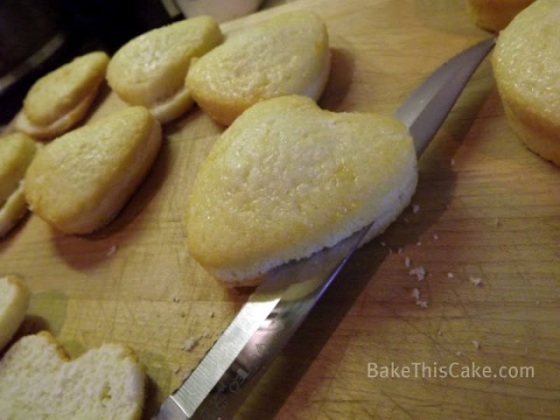 Slicing mini cupid cakes BakeThisCake