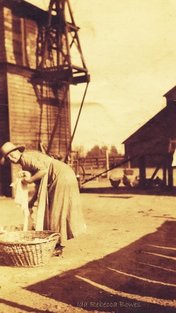 Turn of the century farm wife doing laundry on the ranch Leslie Macchiarella
